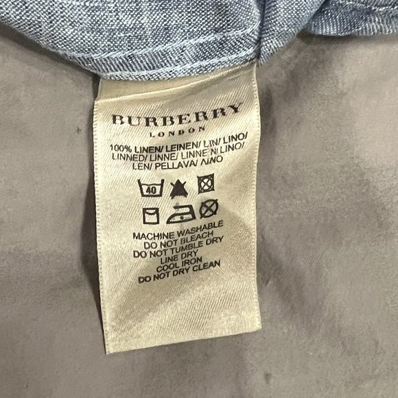 Burberry London Men's Linen Button Down Shirt - Picture 4 of 7